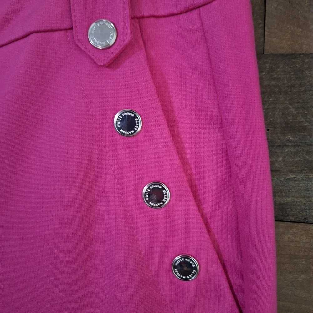 WHBM Jolie Hot Pink Straight Leg Ankle Pants with Gold Button Detail – Size 10R
